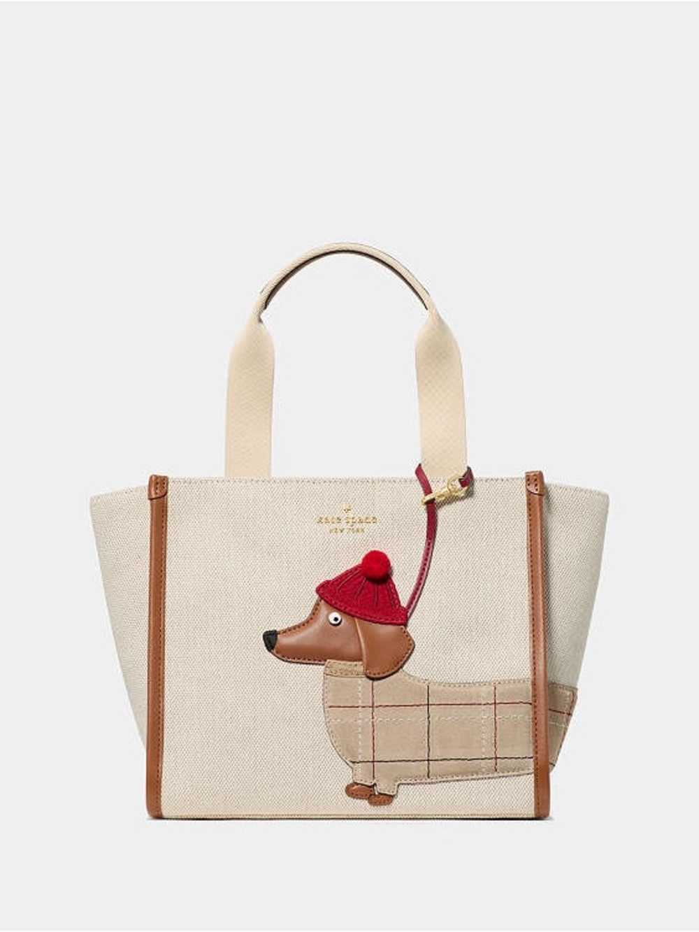 Kate Spade Kip Charlie Dachshund Small Tote Bag Cashew Milk Multi